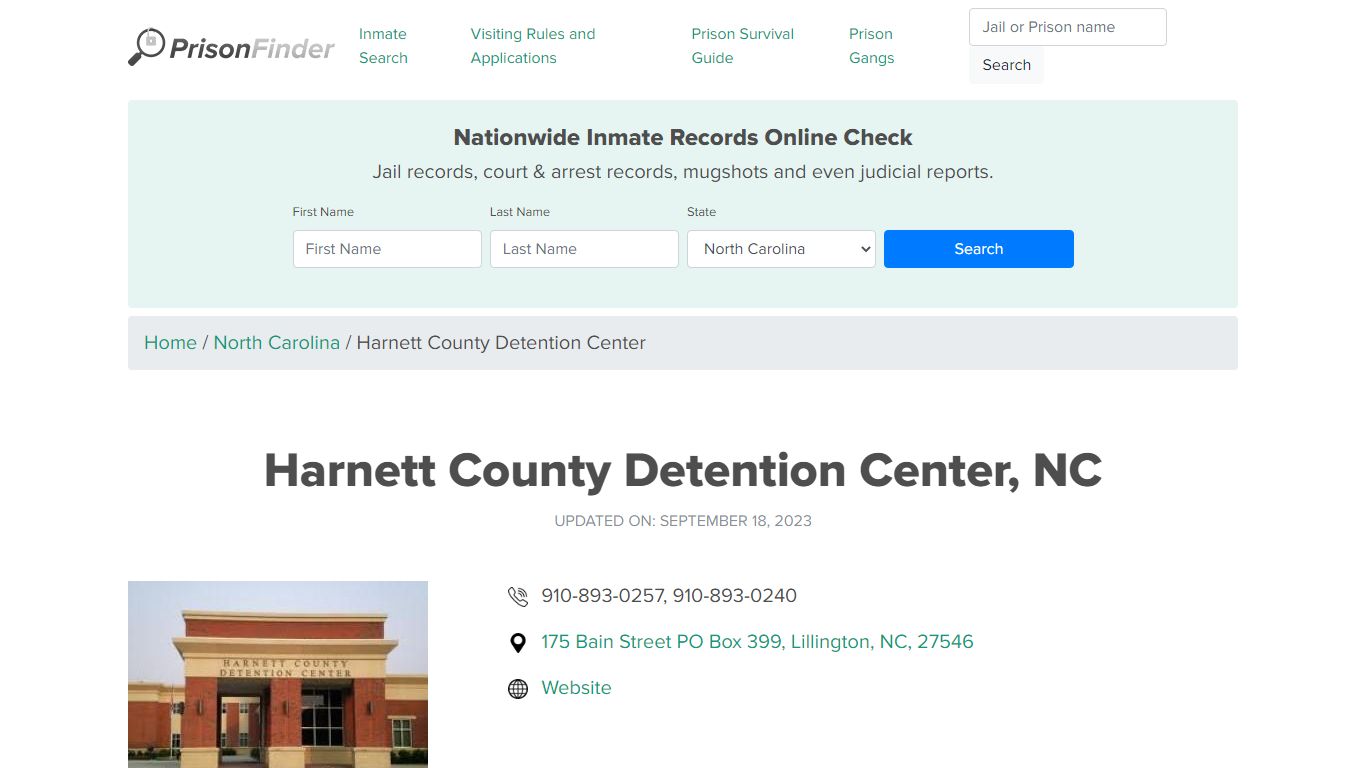 Harnett County Detention Center, NC Inmate Search, Mugshots, Visitation ...